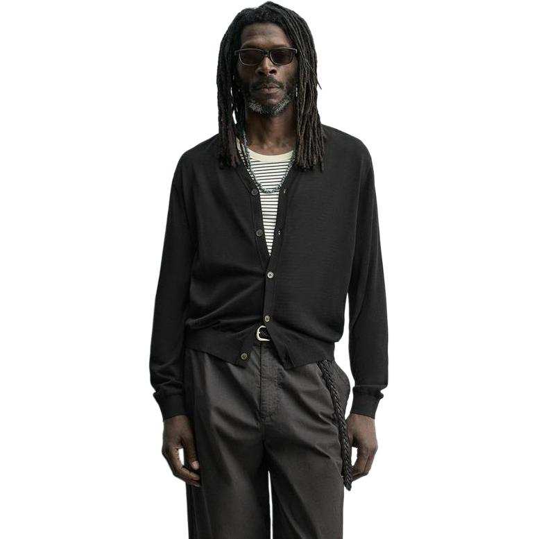 ZARA Knitwear Unisex Black V Neck Moderate