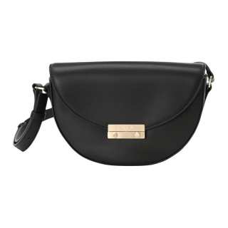 Agnes B. Cow Leather Shoulder Bag Small Women's Black/Fuchsia