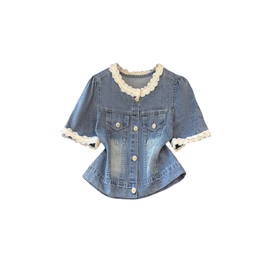 CPAURA Shirts Women's Blue Crew Neck Moderate Denim