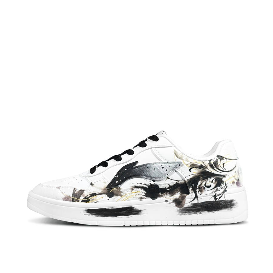 Li-Ning Li Ning Floating Boat Golden Vein Ink Slip Resistant Cushioning Low top Skateboard Shoes Men's Black White
