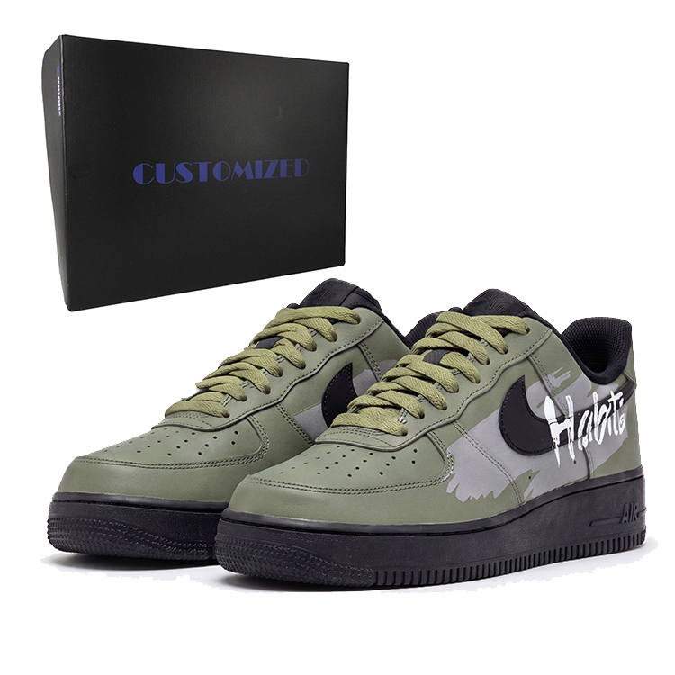 Nike Nike Air Force 1 Leather Coverage Thermal Slip Resistant Low top Skateboard Shoes Unisex Army Green