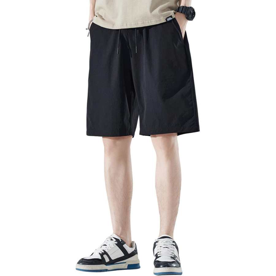 Tonlion Casual Shorts Unisex Black Thin