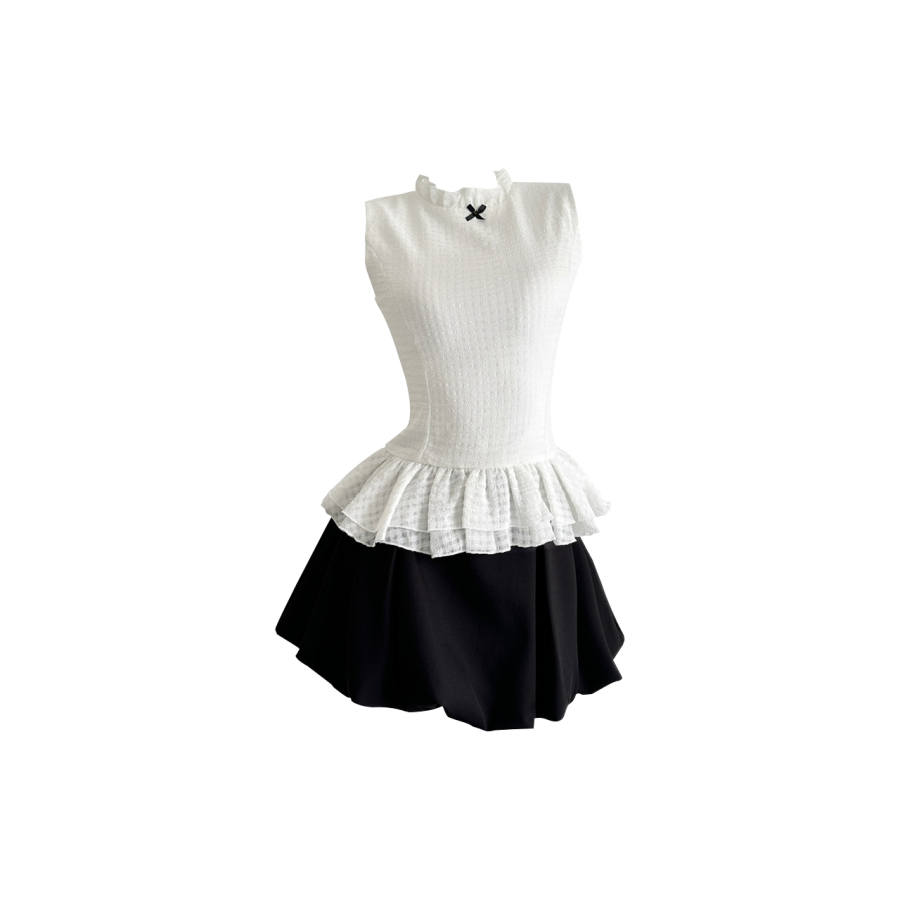 PAVLISOVA Two Piece Skirt Sets Women's Peter Pan Collar Moderate Short Skirt