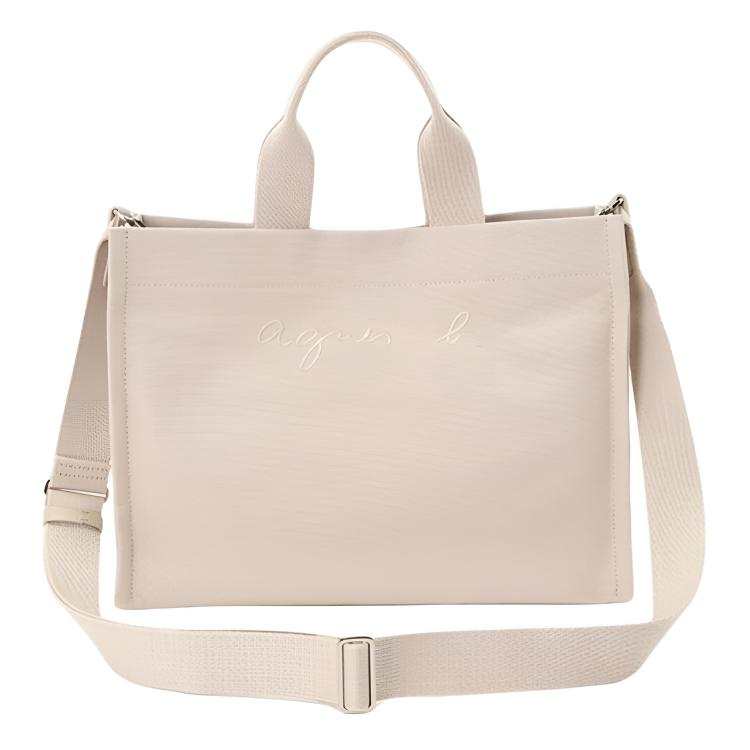 Agnes B. Cotton Tote Handbag Medium Women's Black/Beige