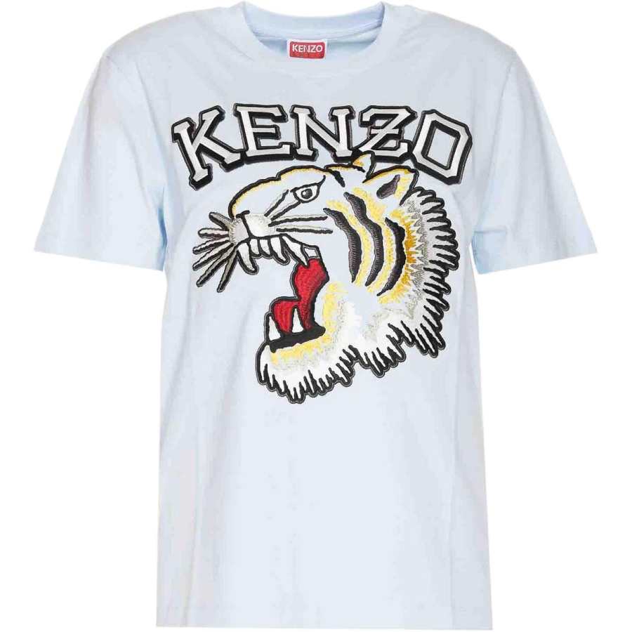 KENZO Logo Embroidered Crewneck T Shirt