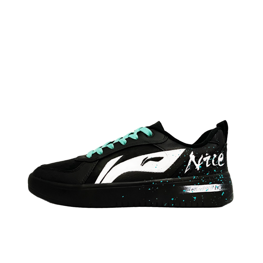 Li-Ning Li Ning Wheat Age Abrasion Resistant Lightweight Breathable Low top Skateboard Shoes Men's Black White Green