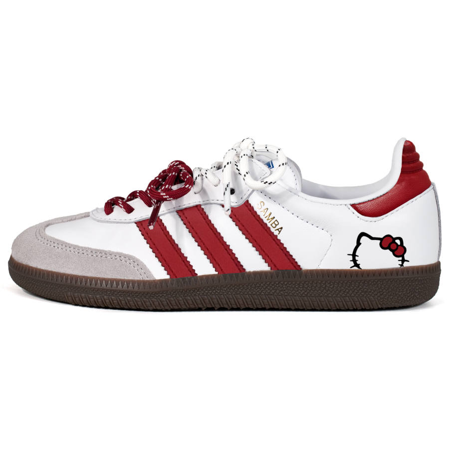 Adidas Originals SAMBA OG Old Times, Double Shoelace Deconstruction German Army Trainers Unisex White Red