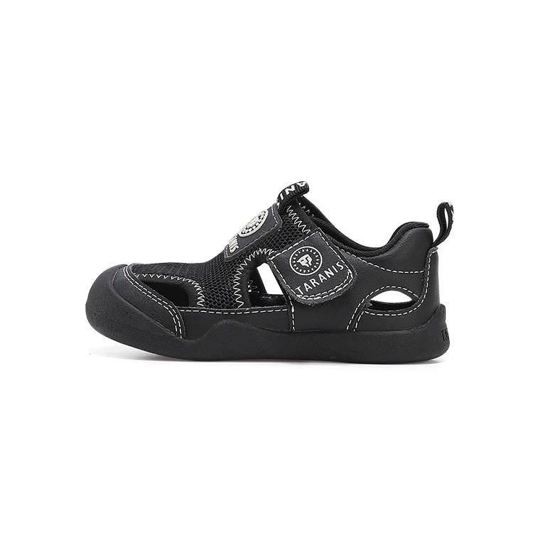 TARANIS Synthetic Leather, Textile Slip Resistant And Breathable Low top Toddler Shoes Black Infant And Toddler