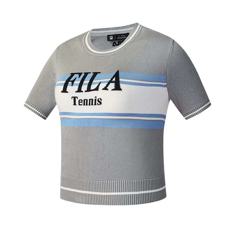 FILA Tennis T Shirts Women's Mountain Shadow Gray GY Crew Neck Moderate