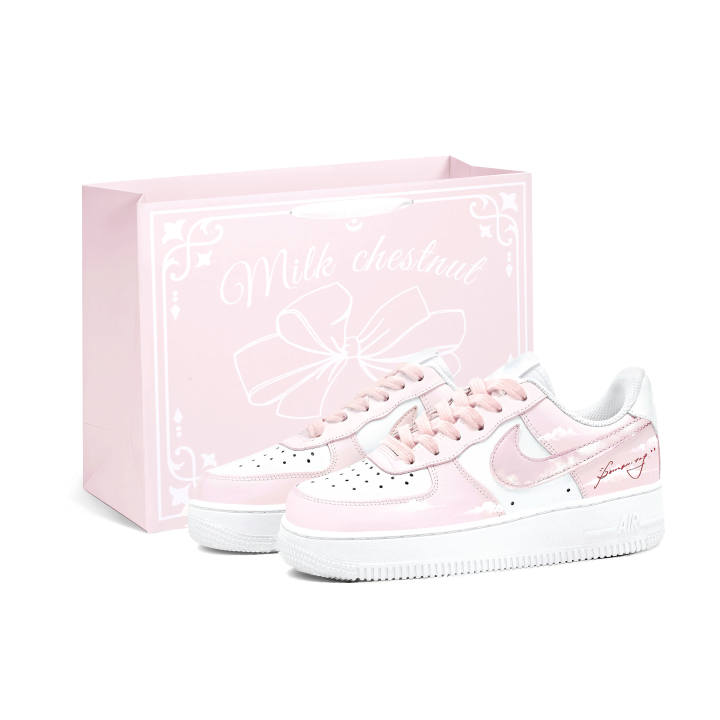 Nike Nike Air Force 1 Cloud Sweet Dream Leather Low top Kids' Skateboarding Shoes Pink Unisex