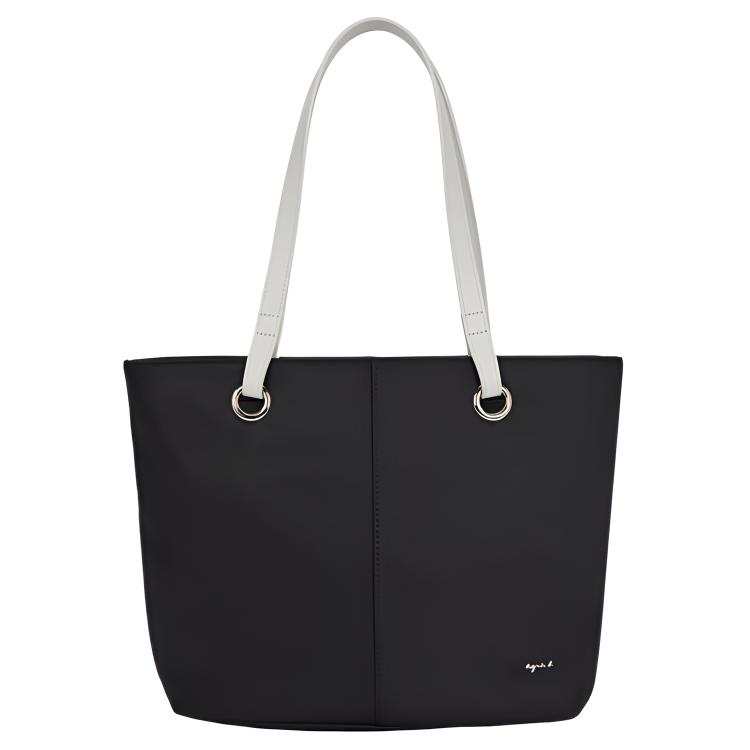 Agnes B. Nylon Tote Bag, Shoulder Bag Large Women's Black/Blue