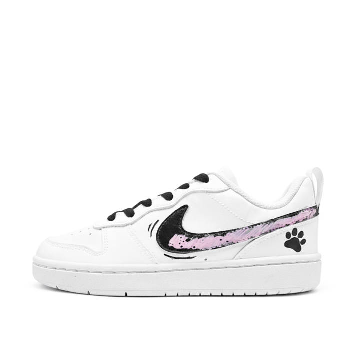 Nike Nike Court Borough Black With Claw Print Leather Cushioning Abrasion Resistant Breathable Low top
