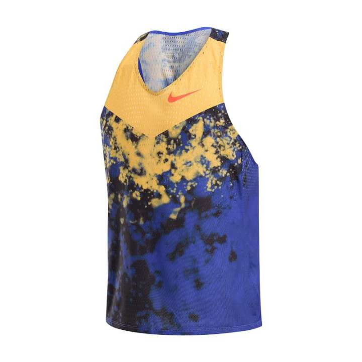 Nike Nike Quick Dry Tank Tops Men's Blue/Yellow V Neck Moderate