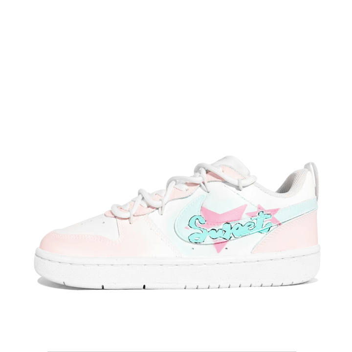 Nike Nike Court Borough Pink Wave Sweet Star Leather Cushioning Abrasion Resistant Breathable Low top