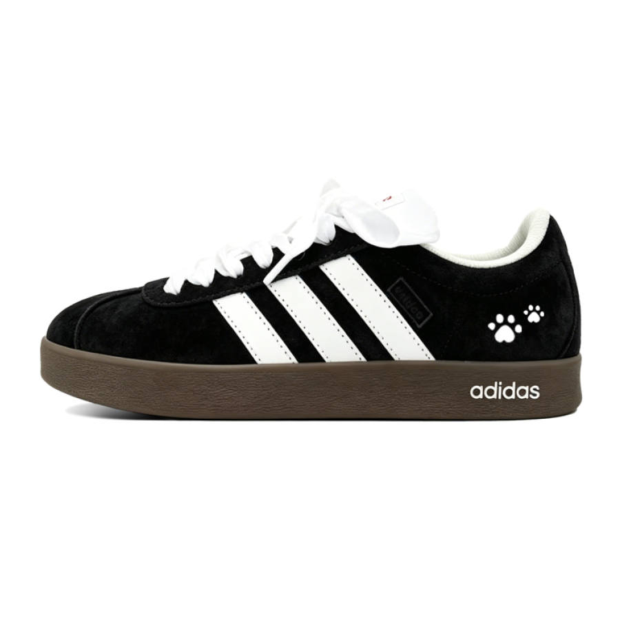 Adidas Adidas VL COURT 2.0 Cat World Suede Abrasion Resistant Lightweight Skateboard Shoes Unisex Black White