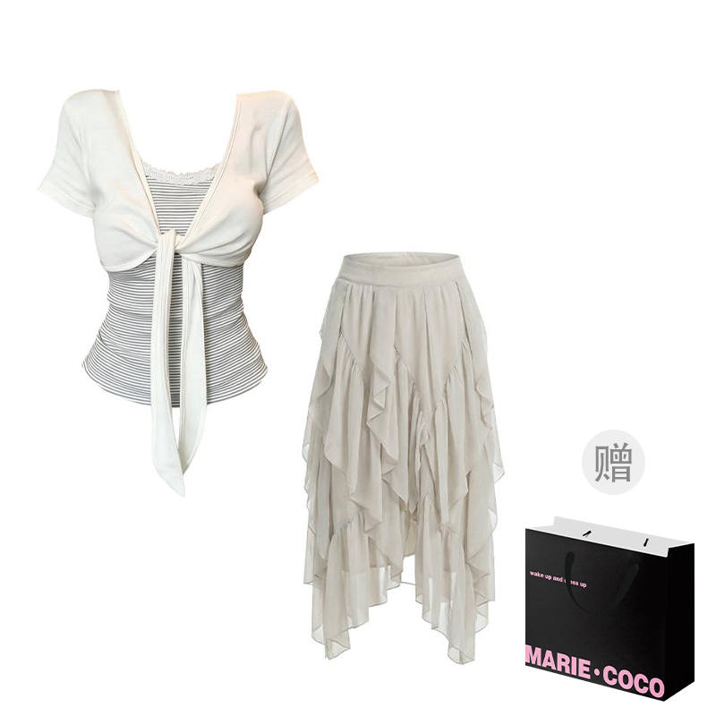 MARIE·COCO Two Piece Skirt Sets Women's Irregular Moderate Midi Skirt