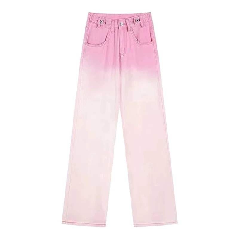 DUSHE Jeans Women's Pink Thin Straight Fit Pants