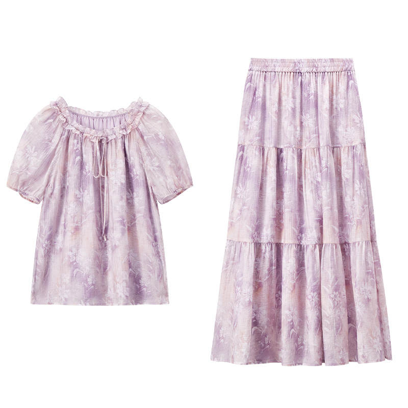 XIANGYING Casual Suits Women's Pink Purple Lettuce Edge Collar Thin