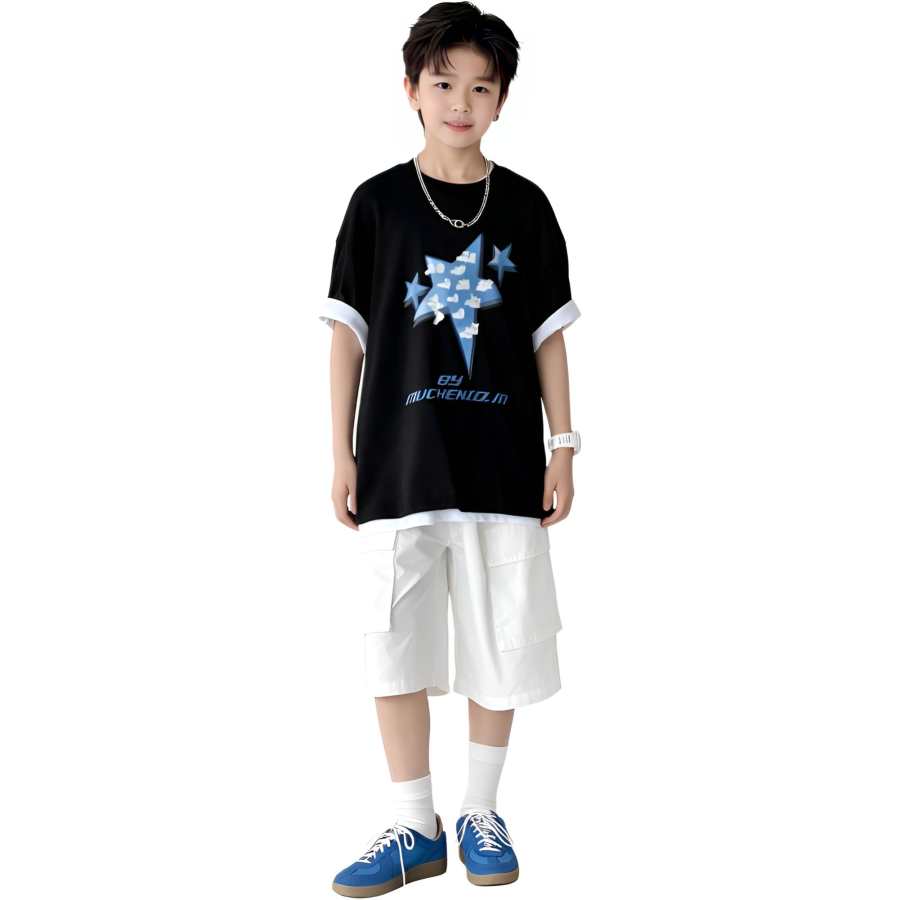 TNTX Kids T Shirts Crew Neck Moderate Non Stretch