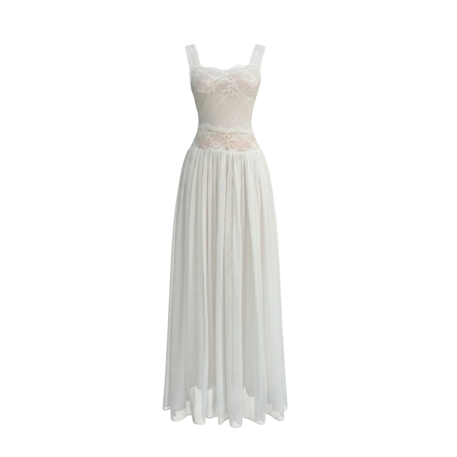 MTHE Slip Dresses Women's White Camisole Thin Long Skirt