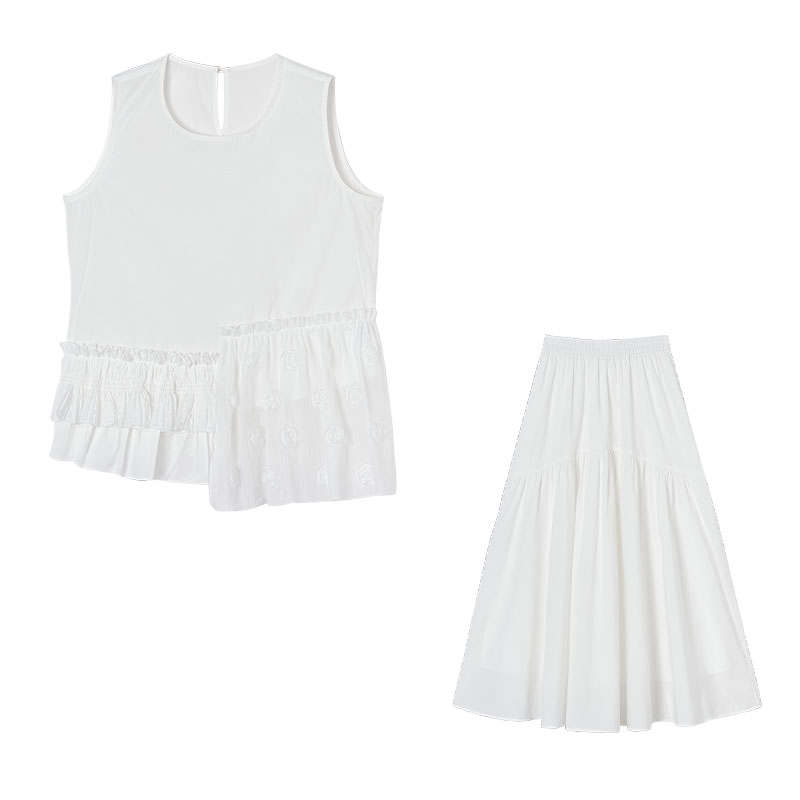 XIANGYING Casual Suits Women's White Crew Neck Thin