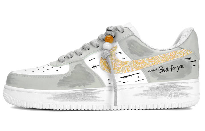 Nike Nike Air Force 1 Leather Slip Resistant, Abrasion Resistant, Lightweight Low top Skateboard Shoes Men's Gray