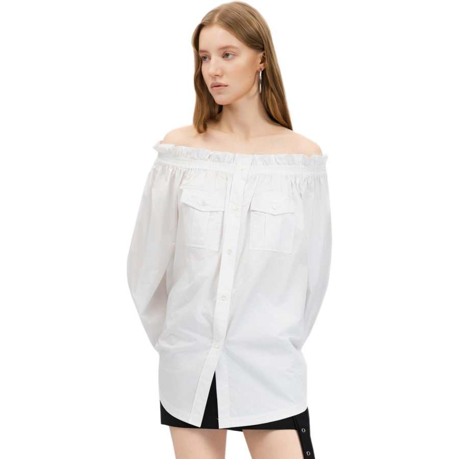 PINKO Shirts Women's White Off The Shoulder Moderate Other