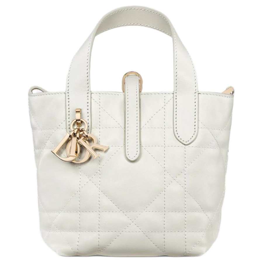 DIOR Toujours Cow Leather Handbag Mini Women's Ivory