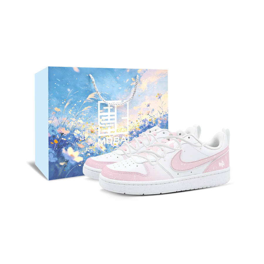 Nike Nike Court Borough Butterfly Whisper BOX Leather Low top Kids' Skateboarding Shoes Pink Teenagers