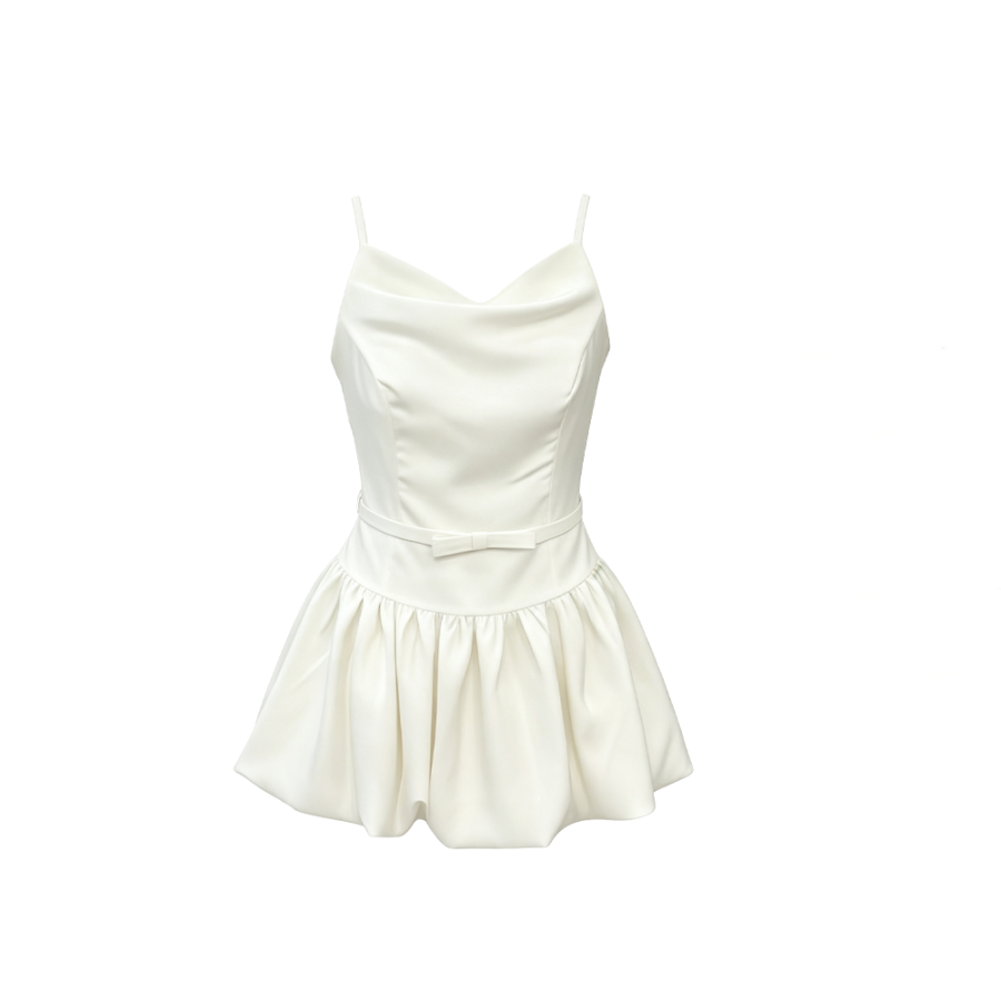 CPAURA Slip Dresses Women's White Camisole Moderate Short Skirt