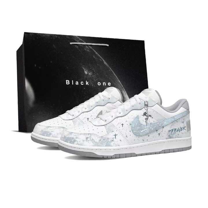 Nike Nike Big Ink Dyed Slip Resistant Abrasion Resistant Low top Skateboard Shoes Men's Blue White