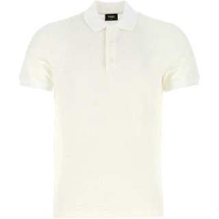 FENDI Polo Shirts Men's White Lapel Moderate Straight Fit