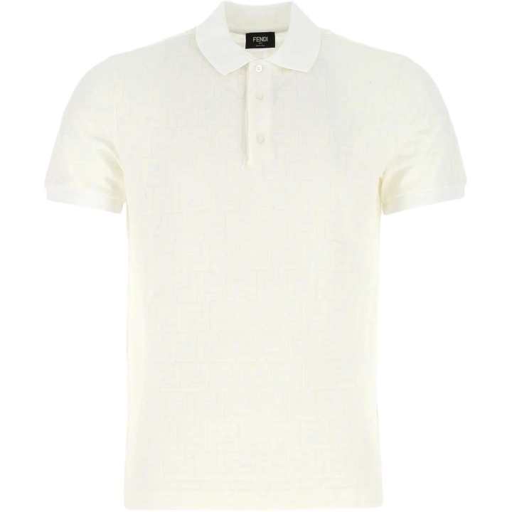 FENDI FENDI Polo Shirts Men's White Lapel Moderate Straight Fit