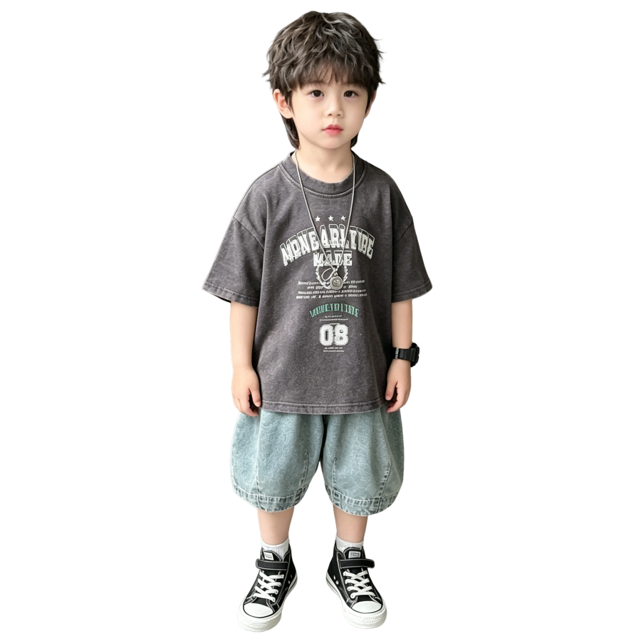 Lanza Kids Casual Sportswear Crew Neck Thin Stretch
