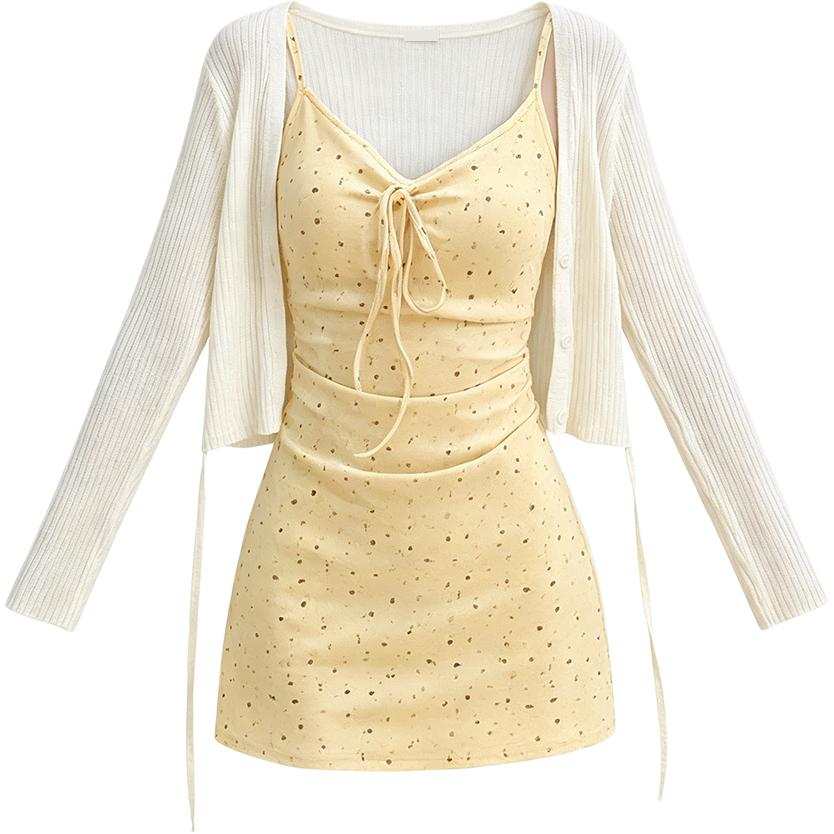 JUFU Two Piece Skirt Sets Women's Camisole Thin Short Skirt