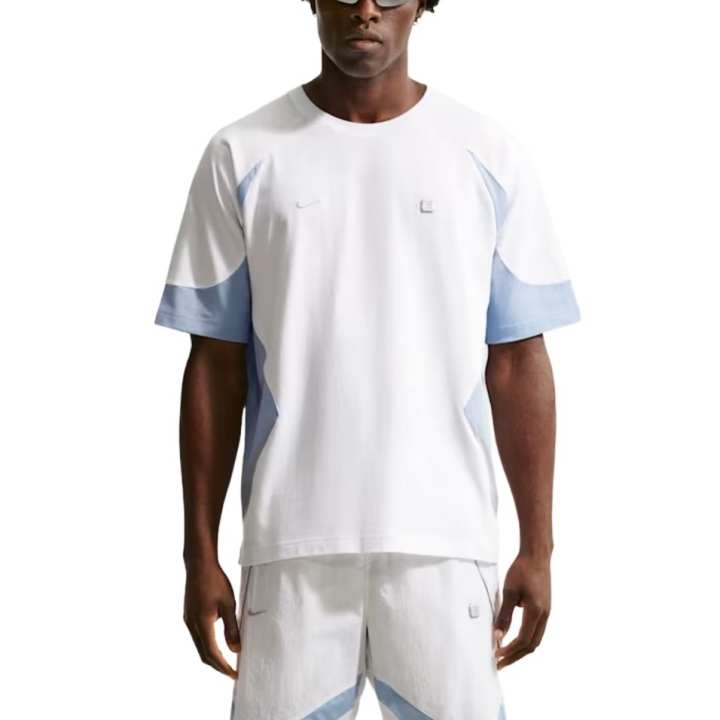 Nike Nike Sportswear T Shirts Men's White/Light Armory Blue/Wolf Gray Crew Neck Moderate