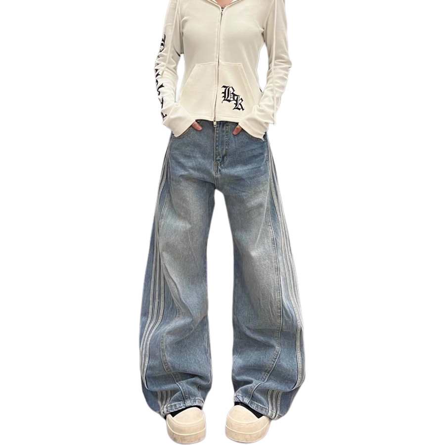 Cotton Gene Jeans Women's Blue Moderate Wide Leg Pants