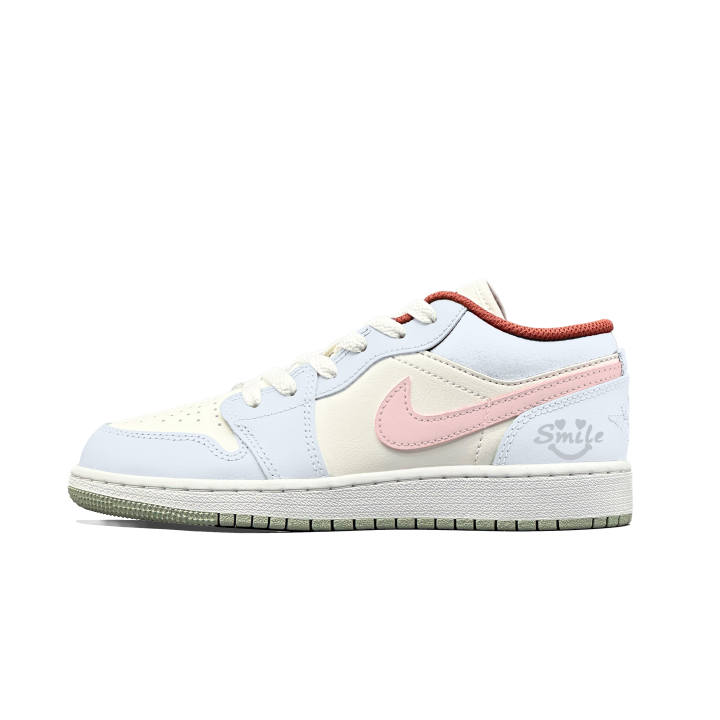 Jordan Jordan Air Jordan 1 Milk Blue Bubble Cow Leather, Leather Slip Resistant Abrasion Resistant Low top