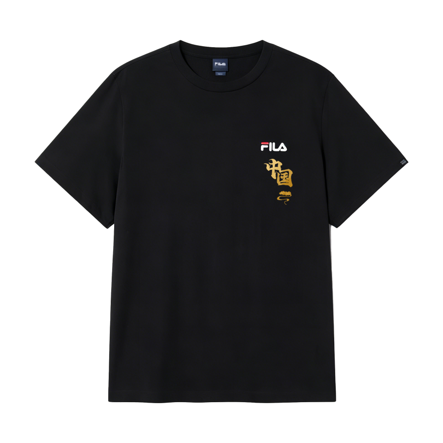 FILA T Shirts Unisex Black Blk Crew Neck Moderate