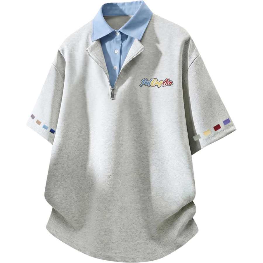 PAL ONGACO Polo Shirts Unisex Polo Collar Moderate Mock Two Piece