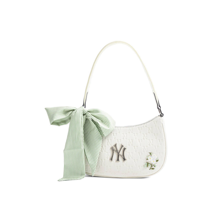MLB MLB Monogram Collection Artificial Leather Handbag, Shoulder Bag Regular Unisex Cream White