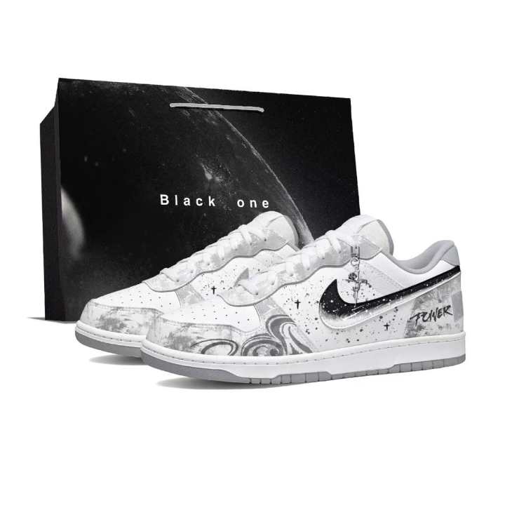 Nike Nike Big Starry Sky Leather Slip Resistant, Abrasion Resistant, Breathable Low top Skateboard Shoes Men's White Gray