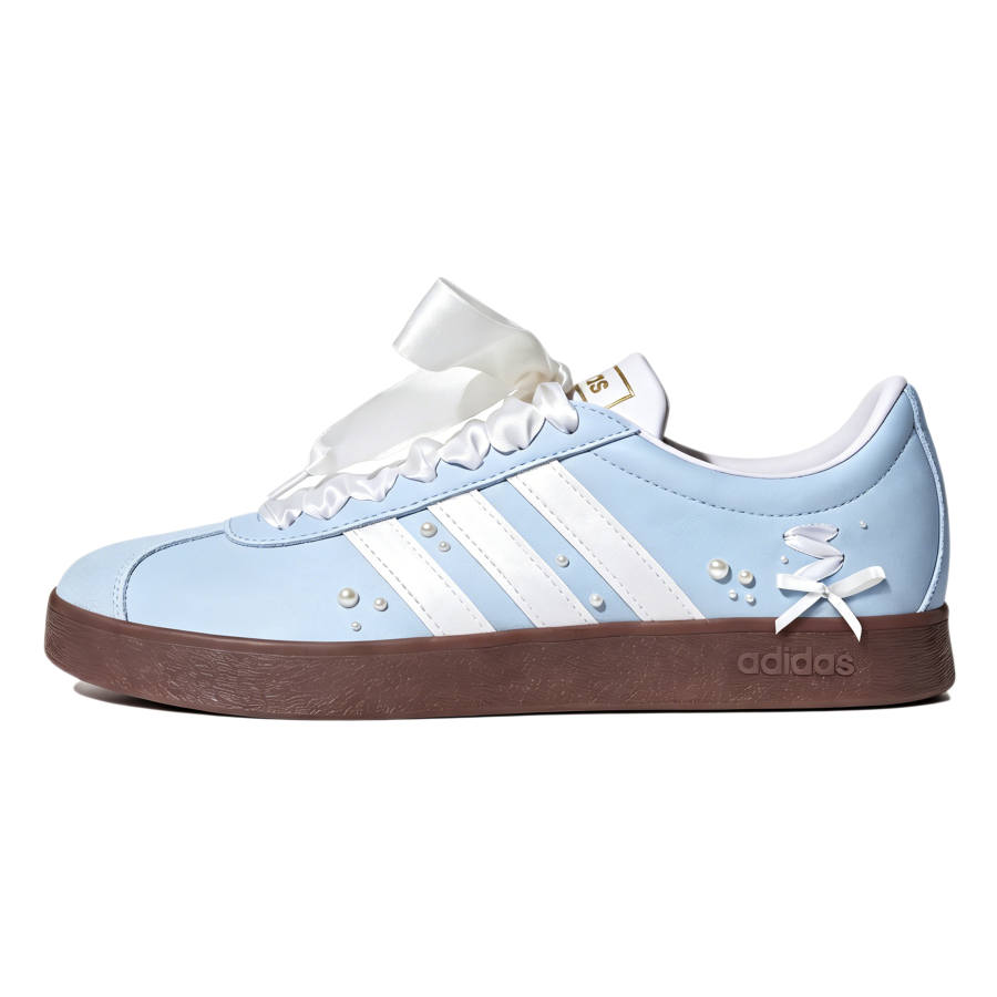 Adidas Adidas Vl Court Classic Slip Resistant Abrasion Resistant Low top Skateboard Shoes Unisex Light Blue