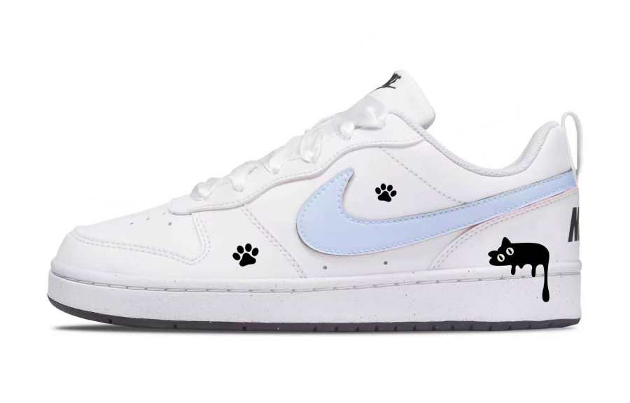 Nike Nike Court Borough Leather Abrasion Resistant Low top Kids' Skateboarding Shoes White Teenagers