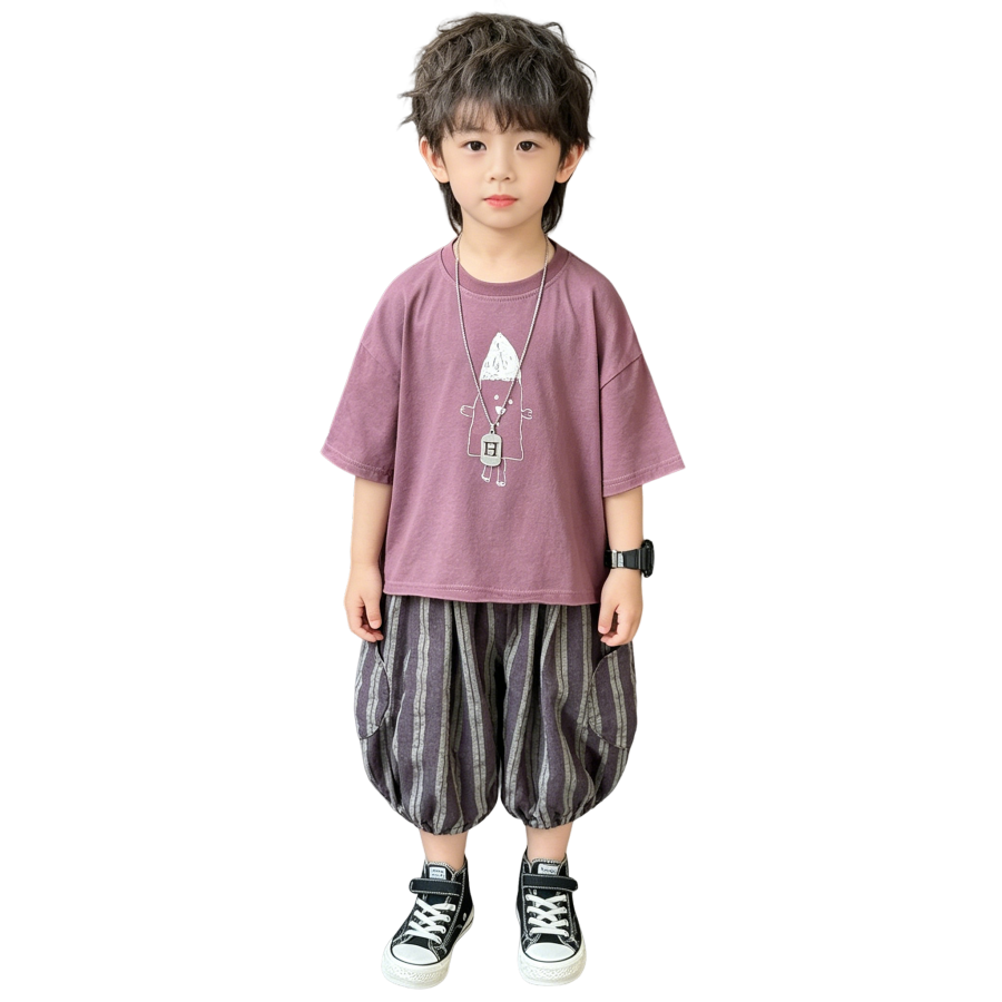 Lanza Kids Casual Sportswear Crew Neck Thin Stretch