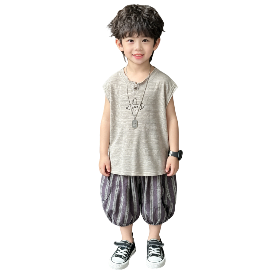 Lanza Kids Casual Sportswear Crew Neck Thin Stretch