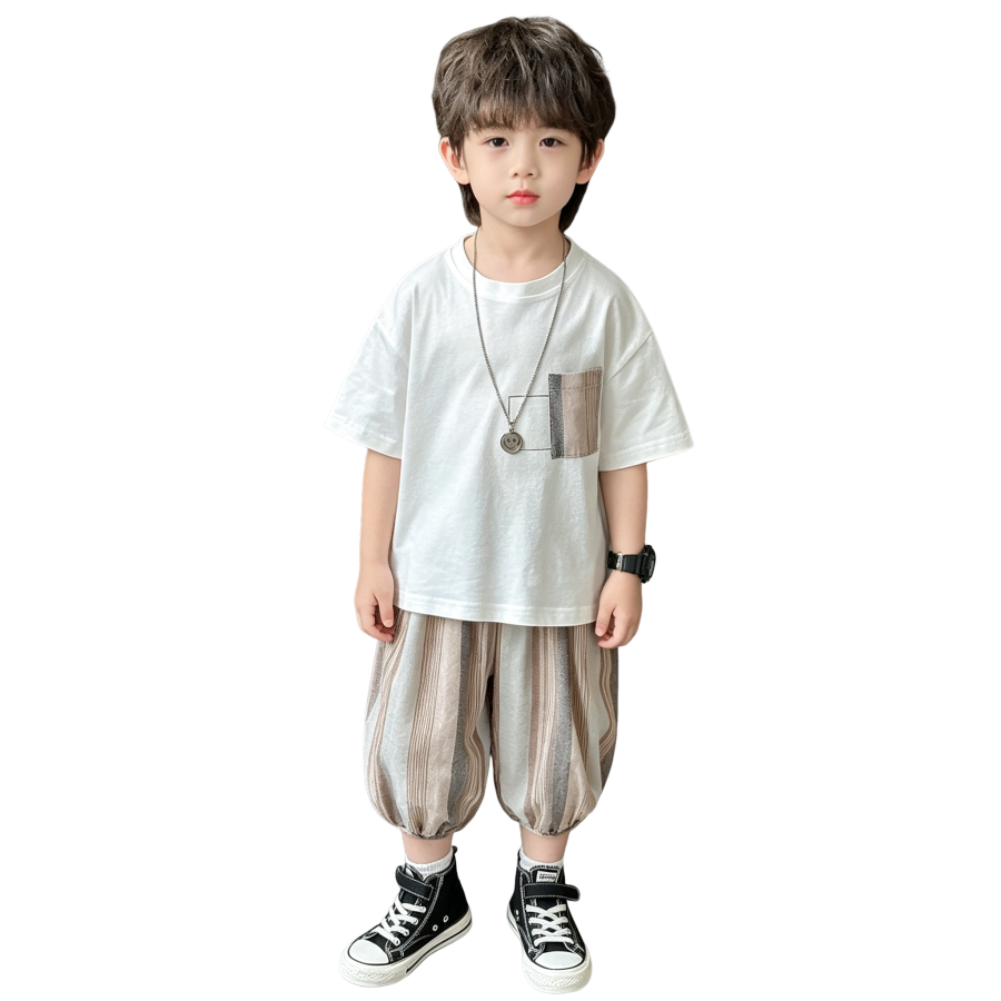 Lanza Kids Casual Sportswear Crew Neck Thin Stretch