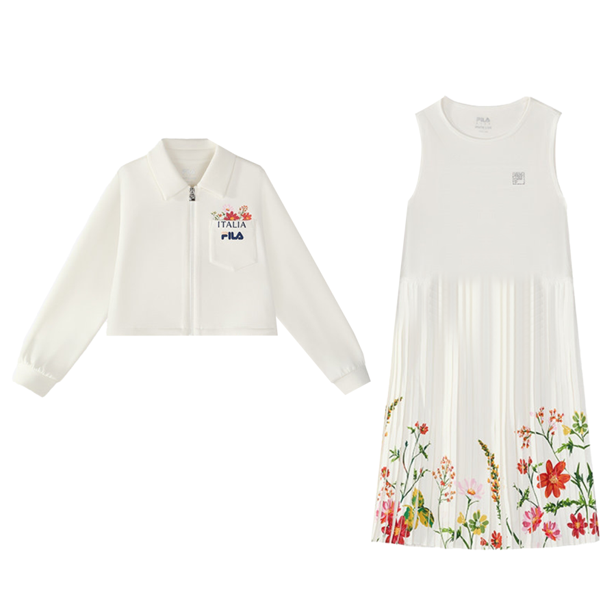 FILA KIDS Two Piece Skirt Sets Lapel Long Skirt