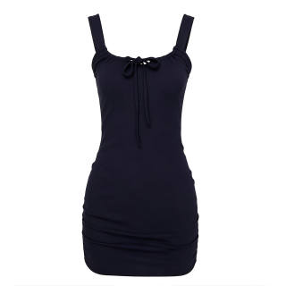 Aaisup Slip Dresses Women's Navy Blue Camisole Moderate Short Skirt