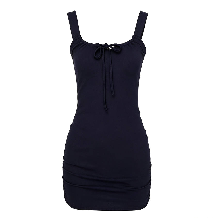 Aaisup Slip Dresses Women's Navy Blue Camisole Moderate Short Skirt